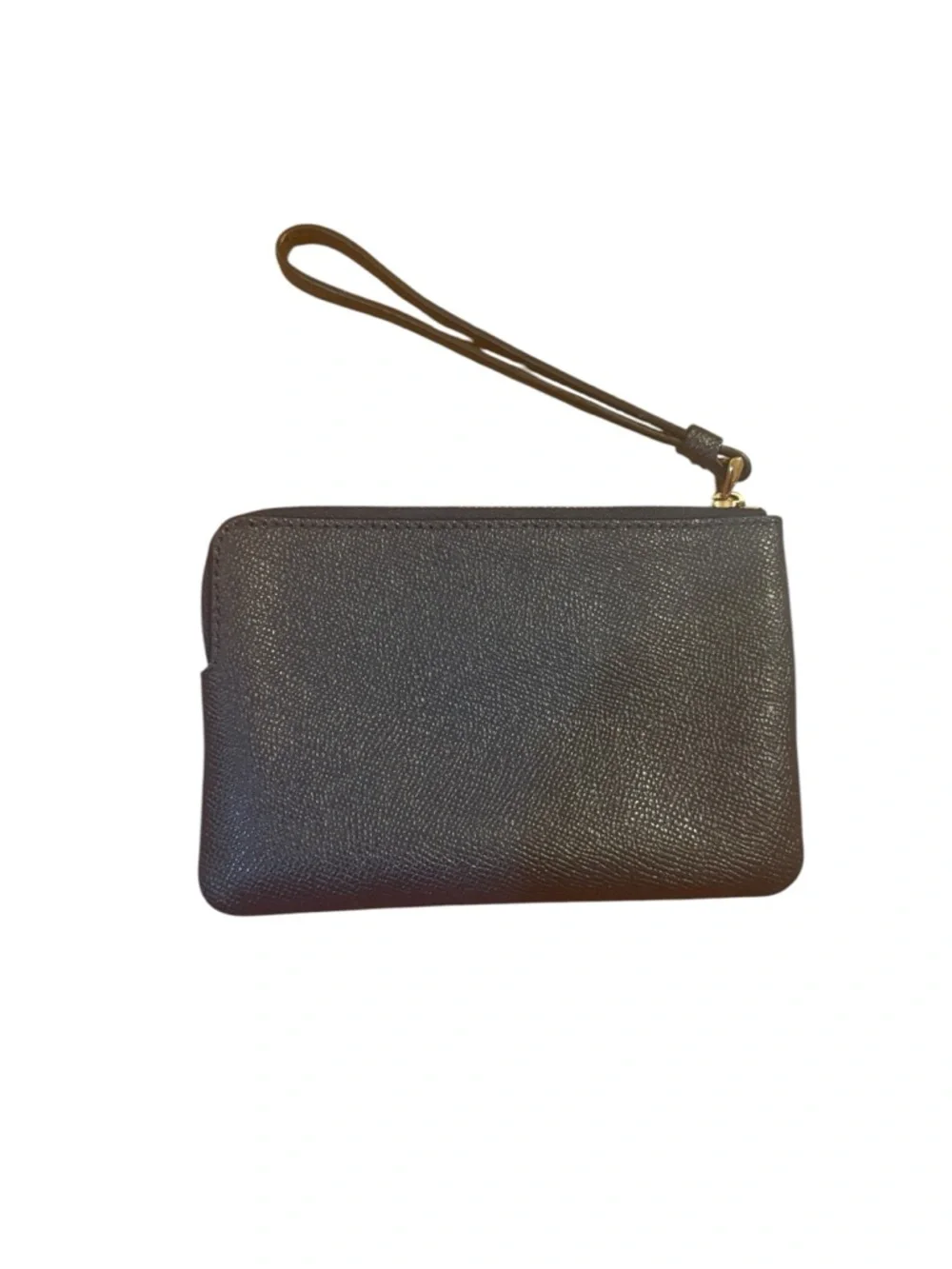 Coach dark Leather Wristlet with Gold Logo